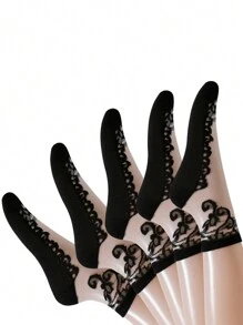 5 Pairs Women Short Socks, Lace Glass Silk, Fashion Casual, Spring/Summer Thin Breathable Moisture-Wicking Sexy Thin Socks Suitable For Daily Use & Sports - Multicolor - View 13