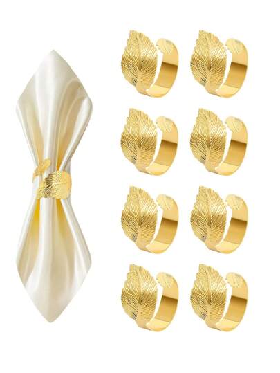 5 件金色餐巾环、金属叶散装餐巾环、布餐巾架环 复活节婚礼仪式餐桌装饰 情人节派对生日装饰、伴娘求婚、婚礼装饰、新娘沐浴、单身派对、婚礼仪式