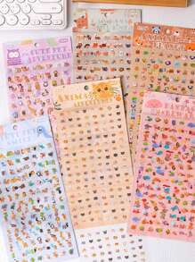 2 hojas de pegatinas mini adorables, serie de diseños de animales peculiares, pegatinas decorativas para manualidades, estuches de teléfono, cuadernos, cascos, monopatines, juguetes DIY creativos - Multicolor - Ver 1