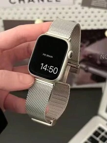 1pc Christmas Gift Magnetic Milanese Mesh Metal Folding Strap Compatible With Apple Watch Apple Watch Band Bands, Luxury Feeling Watch Band Compatible With Apple Watch Series 7/6/5/4/3/2/SE Compatible 42mm 38mm 40mm 41mm 44mm 45mm 46mm 49mm, Unisex Fashion Smartwatch Replacement Strap Compatible With Apple Watch Ultra2 Ultra SE2 SE 10 9 8 7 6 5 4 3 2 1