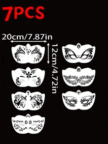 7pcs/20pcs27pcs PET Plastic Face DIY Painted Graffiti Copy Board, Music Festival Party And Other Stage Performances Eye Corner Face Makeup Auxiliary Template, Suitable For Painting Templates For Filling And Spraying On The Body, Wood, Glass, And Porcelain, Easy To Clean And Reusable Hollow Template - Multicolor - View 9