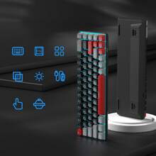MageGee Box 60% 机械游戏键盘带红色开关 68 键有线可拆卸 Type-C LED 冰蓝色背光迷你紧凑型键盘适用于笔记本电脑 Windows 平板电脑游戏玩家灰色黑色 - 灰黑色(Red Switch) - 查看 3
