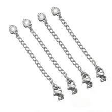 10pcs Stainless Steel Extension Chain With Lobster Clasp, Suitable For DIY Jewelry Making, Necklaces And Bracelets