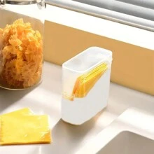 1pc Flip Cheese Storage Box, Refrigerator Cheese Saver Container, Desktop Tea Bag Organizer Box With Lid, Kitchen Accessories - Multicolor - View 5