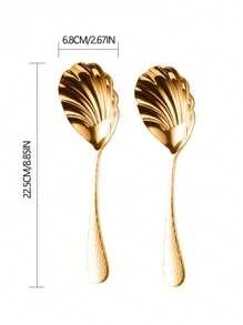 1pc/2pcs Gold Serving Spoons, 18/10 Stainless Steel Thickened Scoops, Mixing Spoons, Rice Spoons, Soup Spoons, Home & Public Use Serving Ladles,School Supplies