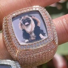 (Custom Made) Customized Square Photo Frame Ring, Brass Cubic Zirconia Hip Hop Style Ring, Everyday Accessory - Multicolor - View 19