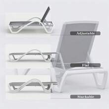 Patio Chaise Lounge Adjustable Aluminum Pool Lounge Chairs With Arm All Weather Pool Chairs For Outside,In-Pool,Lawn (Gray, 1 Lounge Chair+1 Plastic Table)