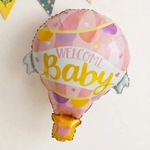 2pcs Red & Blue WELCOME BOBY Hot Air Balloon Shaped Foil Balloons, Gender Reveal Party, Birthday, Celebration Decoration, Atmosphere Background Layout, Indoor Decor, Party Supplies