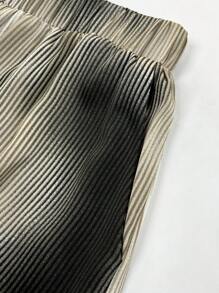 Women Loose High Waist Printed Casual Pants, Draping Design, Versatile - Coffee Brown - View 8