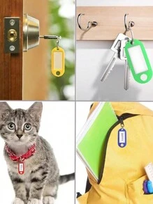 1 件/20 件/50 件钥匙圈标签 - 钥匙标签塑料随机颜色钥匙圈标签、标识符、姓名标签和标签，适用于 USB 驱动器、钥匙、宠物、行李袋配件。