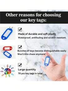 1 件/20 件/50 件钥匙圈标签 - 钥匙标签塑料随机颜色钥匙圈标签、标识符、姓名标签和标签，适用于 USB 驱动器、钥匙、宠物、行李袋配件。