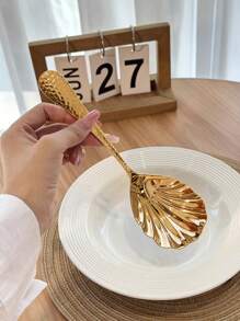 1pc/2pcs Gold Serving Spoons, 18/10 Stainless Steel Thickened Scoops, Mixing Spoons, Rice Spoons, Soup Spoons, Home & Public Use Serving Ladles,School Supplies