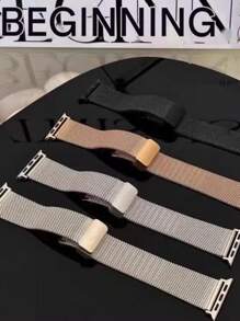 1pc Christmas Gift Magnetic Milanese Mesh Metal Folding Strap Compatible With Apple Watch Apple Watch Band Bands, Luxury Feeling Watch Band Compatible With Apple Watch Series 7/6/5/4/3/2/SE Compatible 42mm 38mm 40mm 41mm 44mm 45mm 46mm 49mm, Unisex Fashion Smartwatch Replacement Strap Compatible With Apple Watch Ultra2 Ultra SE2 SE 10 9 8 7 6 5 4 3 2 1