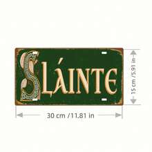 Placă metalică vintage irlandeză SLAINTE CHEERS - Decor de perete retro cu bere neagră de 12 x 6 pentru peșteră, bar și casă, decor pentru casă, decor de cameră, decor de perete