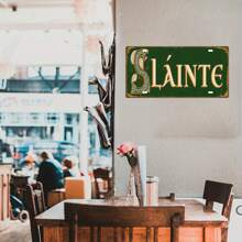 Placă metalică vintage irlandeză SLAINTE CHEERS - Decor de perete retro cu bere neagră de 12 x 6 pentru peșteră, bar și casă, decor pentru casă, decor de cameră, decor de perete