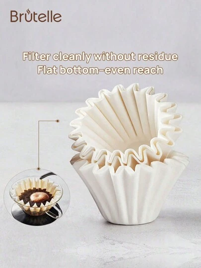  1 pieza Filtro de café Brutelle Filtro de café vertido a mano Filtro de café blanco para el hogar, la oficina, el rincón y los viajes