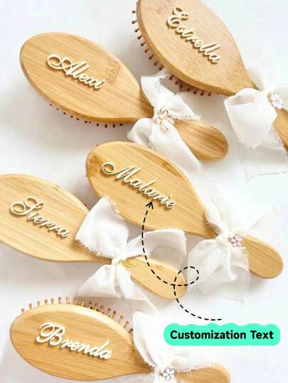 1pc Personalized Name Engraved Bamboo Hair Brush, Anti-Static Hair Comb, Portable Styling Brush, Wedding Gift, Bridesmaids Gift, Anniversary Present, Unique Valentine's Day Gift,Multi-Functional,Ornamental,Letter,Solid Color,Exquisite,Stylish,Vintage,Modern,Colorful,Leisure,Basics,Casual,Soft,Unique,Customized,Personalized,Custom,Ideal Gifts For Her,Girlfriend,Her,Boyfriend,Friends,Chic Autumn