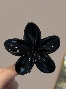 2 piezas Clips de cabello de plástico de flores con degrade de color negro y ámbar de 8cm/3.15in, accesorios de cabello elegantes y minimalistas de unicolor, adecuados para uso diario, casual, fiesta, viajes - para peinados, lavado de cara, maquillaje, combinar con atuendos, garras de gato, pinzas para el cabello