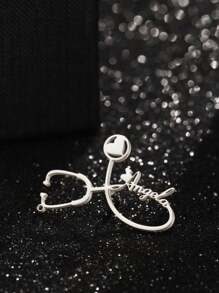 定制姓名别针个性化听诊器胸针 DIY 签名胸针纪念铭牌胸针不锈钢首饰护士节医生纪念品礼物 - 銀色 - 查看 4