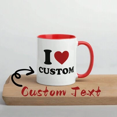 Taza personalizada "I Love", taza personalizada "I Heart", taza personalizada con nombre, regalo personalizado para ella, taza "I Love", regalo del Día de San Valentín, San Valentín, Año Nuevo, regalo para él, regalo para mamá, regalo para amigos, decoración del hogar, decoración, regalo personalizado, regalo personalizado para novio/novia, artículos esenciales para bodas