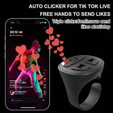 Anillo de control remoto con función de desplazamiento, control remoto inalámbrico con botones multimedia, clicker automático para videos de TikTok y selfies, compatible con iPhone, iPad y Android - Multicolor - Ver 4