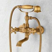 Futchoy Retro Juego de grifos de bañera de latón Ducha de mano Bañera Mezclador de grifo Grifo - Dorado - Ver 6