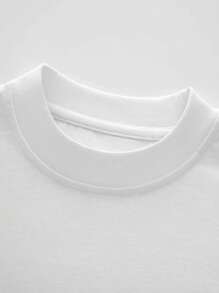 Payeah 1Pcs Yellow Cartoon Letters 100% Cotton Short-Sleeved T-Shirt 220g - trắng - Xem 5