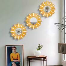 3pcs/Set Wall Mirror Decoration Set, Round Gold Mirror, Home Decor, Suitable For Bedroom, Living Room, Entrance - No Power Needed, Unique Wall Decoration Gifts Birthday Graduation