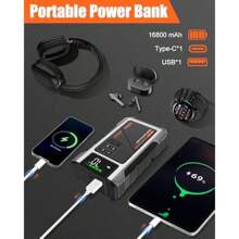 Eigotrav Jump Starter Power Pack 150 PSI Air Compressor 6000A Car Jump Starter Portable Battery Booster Jump Starter With LCD Display LED Flashlight - as pic - View 4