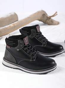 Botas Hombre Invierno Cálido Forradas Botines Moda Botas Nieve Antideslizante Nieve Clásico Piel Trekking Senderismo Talla 41-46