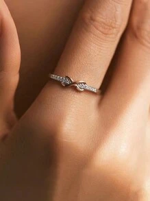 ESBERRY 1入無限符號8字環女士s925純銀白金鍍戒指情人節精美女士珠寶日常佩戴禮物婚禮訂婚婚禮珠寶 - 銀色 - 查看 2