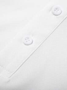 WASSUP OTHER Men's Shirt, Men's Loose Fit Casual Business POLO Shirt, Fashion Knit Sweater, Casual T-Shirt With Turndown Collar, Short Sleeve Top - White - View 5