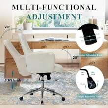 High Back Shell-Shaped Office Chair Ergonomic Home Computer Desk Chair Adjustable Height Tilt Tension Swl Rolling Lounge Task Chair For Adult Working Relaxing Beige - Beige1 - View 6