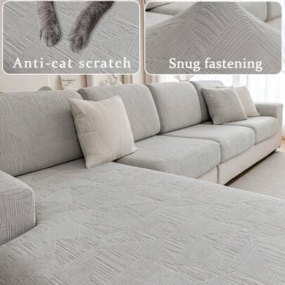 1 件四季毛绒防滑沙发垫套，款式柔软亲肤宠物友好型弹性沙发套，适用于 L 型组合沙发和 1/2/3/4 座沙发（单独出售）