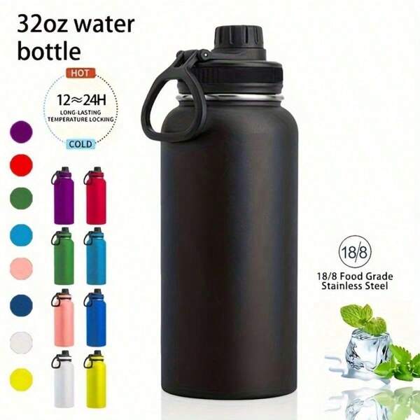1pc 32oz Stainless Steel Insulated Water Bottle, Perfect For Sports And Outdoor Activities, Christmas And Holiday Gifts Back To School