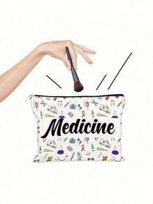 1 bucă geantă de machiaj pentru medicamente, unisex pentru adulți, husă pentru medicamente de călătorie, cu conținut scăzut de alergeni, cu imprimare aleatorie, pentru depozitare cosmetice, potrivită ca cadouri pentru doctori și adolescente, geantă de toaletă, geantă de spălat, geantă de călătorie, machiaj, geantă de plajă, geantă de plajă, esențiale de vacanță, rechizite școlare. Baie de dormitor al colegiului