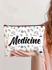 1 bucă geantă de machiaj pentru medicamente, unisex pentru adulți, husă pentru medicamente de călătorie, cu conținut scăzut de alergeni, cu imprimare aleatorie, pentru depozitare cosmetice, potrivită ca cadouri pentru doctori și adolescente, geantă de toaletă, geantă de spălat, geantă de călătorie, machiaj, geantă de plajă, geantă de plajă, esențiale de vacanță, rechizite școlare. Baie de dormitor al colegiului