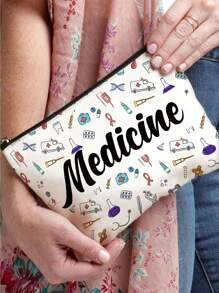 1 bucă geantă de machiaj pentru medicamente, unisex pentru adulți, husă pentru medicamente de călătorie, cu conținut scăzut de alergeni, cu imprimare aleatorie, pentru depozitare cosmetice, potrivită ca cadouri pentru doctori și adolescente, geantă de toaletă, geantă de spălat, geantă de călătorie, machiaj, geantă de plajă, geantă de plajă, esențiale de vacanță, rechizite școlare. Baie de dormitor al colegiului