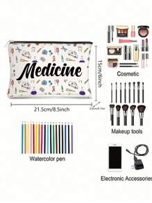 1 bucă geantă de machiaj pentru medicamente, unisex pentru adulți, husă pentru medicamente de călătorie, cu conținut scăzut de alergeni, cu imprimare aleatorie, pentru depozitare cosmetice, potrivită ca cadouri pentru doctori și adolescente, geantă de toaletă, geantă de spălat, geantă de călătorie, machiaj, geantă de plajă, geantă de plajă, esențiale de vacanță, rechizite școlare. Baie de dormitor al colegiului