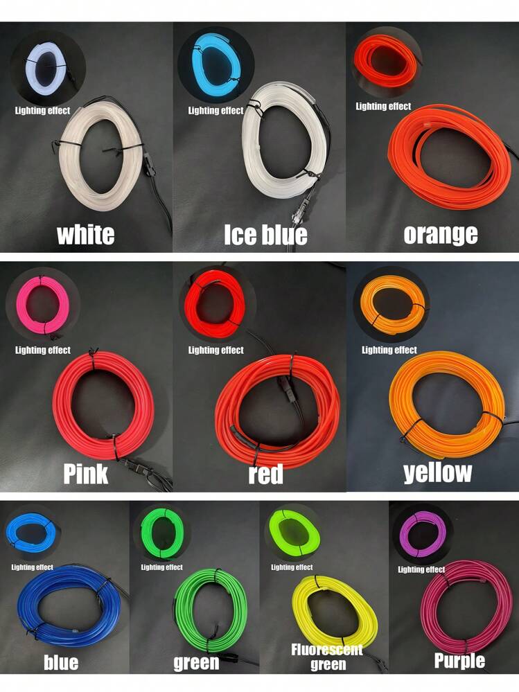 5m USBパワー車用LEDストリップライト、インテリアデコレーションアトモスフェアランプ、10色、プラグアンドプレイ、車用アクセサリー - マルチカラー - 見る 10