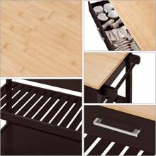 Wheeled Kitchen Trolley With Drawers And Side Handles Rolling Kitchen 3 Tier Utility Service Trolley Outdoor Decor - Espresso - View 4