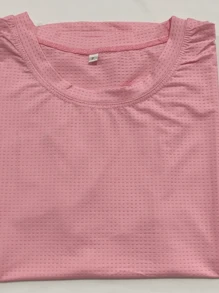COLD MESH T-SHIRT ROUND NECK POLYAMIDE FITNESS SPORTS - 淺粉色 - 查看 2