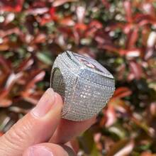 (Custom Made) Customized Square Photo Frame Ring, Brass Cubic Zirconia Hip Hop Style Ring, Everyday Accessory - Multicolor - View 22