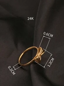 1 件 24K 镀金奢华蝴蝶结戒指，适合女性日常佩戴，送给母亲、妻子的礼物 - 金色 - 查看 5