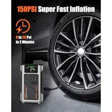 Eigotrav Jump Starter Power Pack 150 PSI Air Compressor 6000A Car Jump Starter Portable Battery Booster Jump Starter With LCD Display LED Flashlight - as pic - View 3