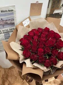 40 件/包小号一次性牛奶玫瑰花束包装纸，插花包装材料，优雅简约的花卉衬里