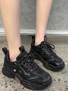 Giày thể thao đế dày thời trang cho nữ, tăng chiều cao, giày thể thao thường ngày cho mùa hè - màu đen - Xem 3