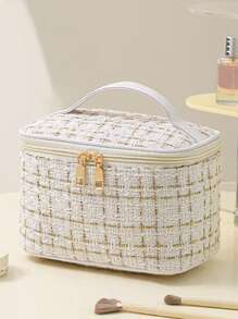 1pc Large Capacity Waterproof Cosmetic Bag, Suitable For Travel And Organizing Cosmetics And Brushes, Toiletry Bag, Makeup Bag For Travel, Dorm Essentials, Back To School, Women And Girl Students, Handheld With Zipper Closure, Fit For Lipsticks, Brushes, Phones, Coins, Home, Travel And School Use, Makeup Organizer Makeup Case Summer Travel, Vacation Home Bathroom Decor Holiday Makeup Organizer Bathroom Accessories - Multicolor - View 14