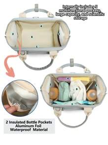 1pc Diaper Bag Tote Cute Mini Mommy Bag For Hospital, Diaper Bag, Bags For Travel, Diaper Tote Messenger Purse, Travel Diaper Tote For Mom And Dad, Multifunction Diaper Tote Nursery Storage Bin For Diapers, Wipes & Toys Diaper Bag For Outdoor - Multicolor - View 5