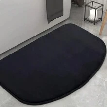 1pc Creative Simple Black Rounded Sided And Machine Washable Sponge Memory Foam Entrance Floor Mat ,Room Decor - Black - View 13